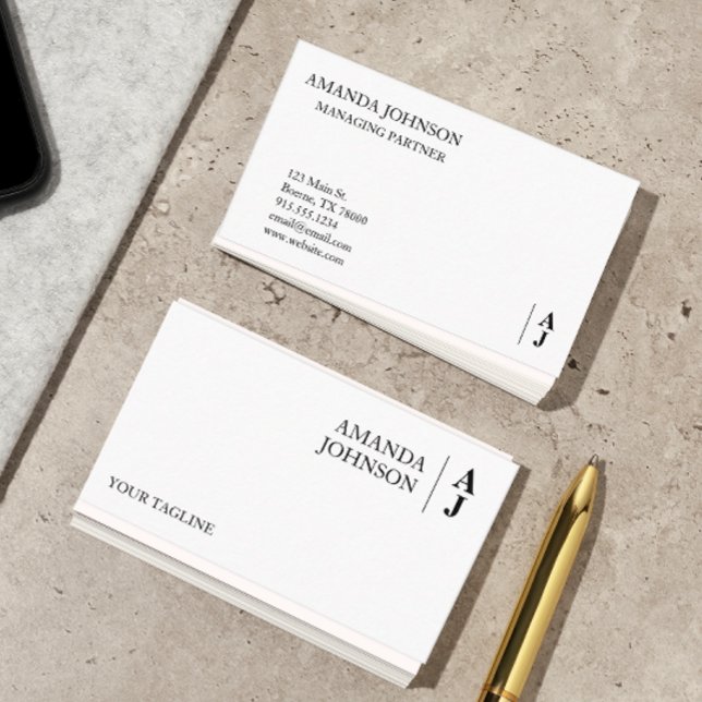 Carte De Visite Minimaliste monographique personnalisé (Custom monogram business cards)