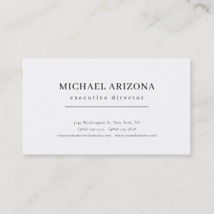 Carte De Visite Minimaliste Noir & Blanc Simple Chic Moderne Uni