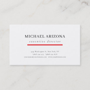 Carte De Visite Minimaliste Noir & Blanc Simple Chic Moderne Uni