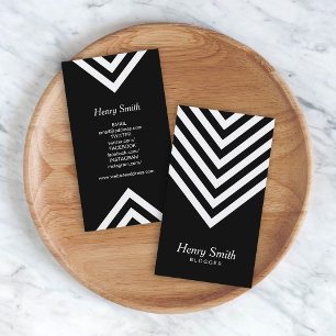 Carte De Visite Minimaliste noir et blanc Chevron médias sociaux