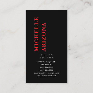 Carte De Visite Minimaliste Noir Rouge & Blanc Moderne Professionn