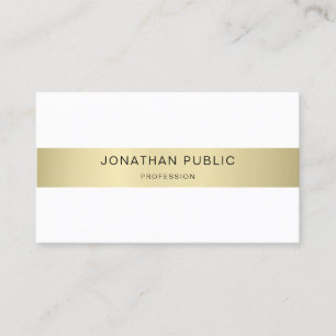Carte De Visite Minimaliste or blanc chic moderne Modèle simple