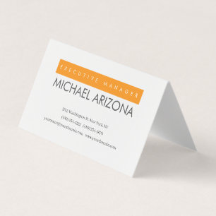 Carte De Visite Minimaliste orange et blanc simple