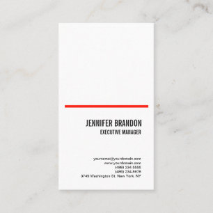 Carte De Visite Minimaliste Plain Rouge Blanc Moderne Professionne