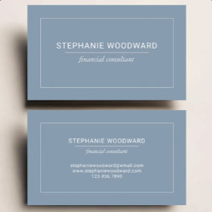 Carte De Visite Minimaliste Professionnel Bleu Poussiéreux Bordure