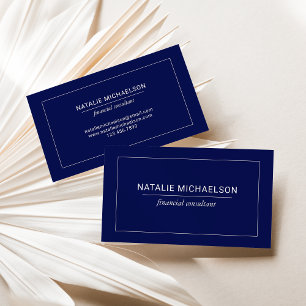 Carte De Visite Minimaliste Professionnel Bordure Blanche Bleu Nui