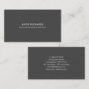 Carte de visite minimaliste professionnel gris fon