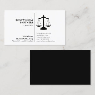 Carte De Visite Minimaliste Professionnel Noir & Blanc Un Côté