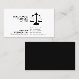 Carte De Visite Minimaliste Professionnel Noir & Blanc Un Côté