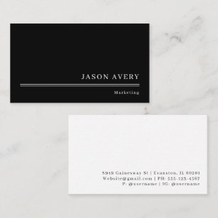 Carte De Visite Minimaliste professionnel noir et blanc 