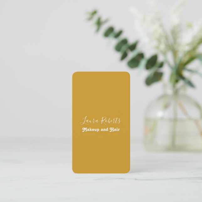 Carte De Visite Minimaliste rétro Mustard Jaune (Debout devant)