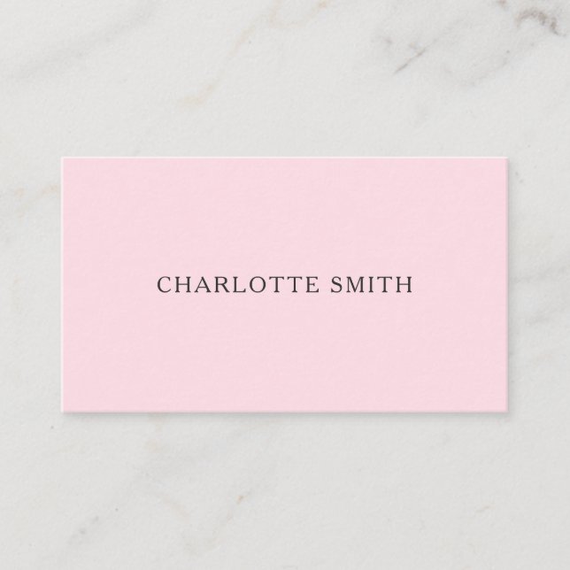 Carte de visite minimaliste rose pastel (Devant)