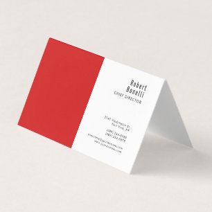 Carte De Visite Minimaliste Rouge Blanc Simple Taille Standard Mod