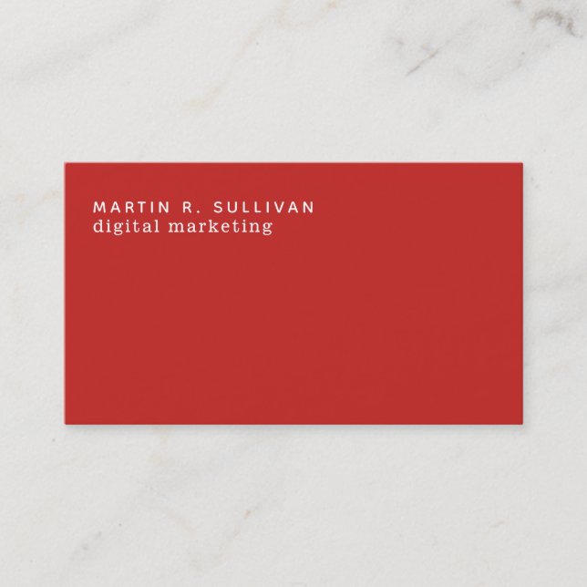Carte De Visite minimaliste rouge moderne (Devant)
