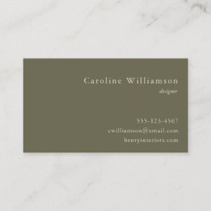 Carte De Visite Minimaliste Sage Olive Green Élégant Professionnel