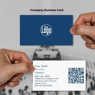 Carte De Visite Minimaliste Scannable Blue & White Company