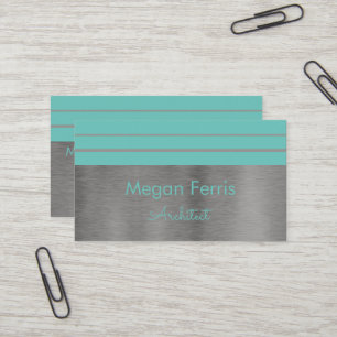 Carte de visite minimaliste Silver et Seafoam