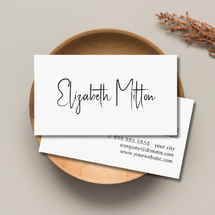 Carte De Visite Minimaliste Simple Élégant Noir&Blanc