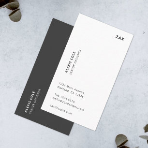 Carte De Visite Minimaliste simple noir et blanc moderne Vertical