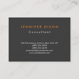 Carte De Visite Minimaliste tendance Clean Grey Orange Professionn