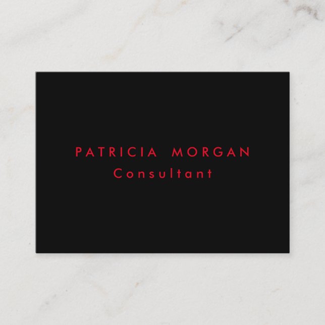 Carte De Visite Minimaliste tendance Noir Rouge Professionnel (Devant)
