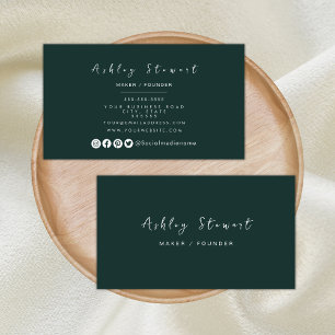 Carte De Visite Minimaliste Vert foncé Moderne Marque Professionne