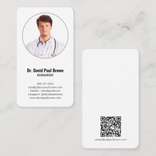 Carte De Visite Minimaliste vertical - Code QR photo du médecin Mé