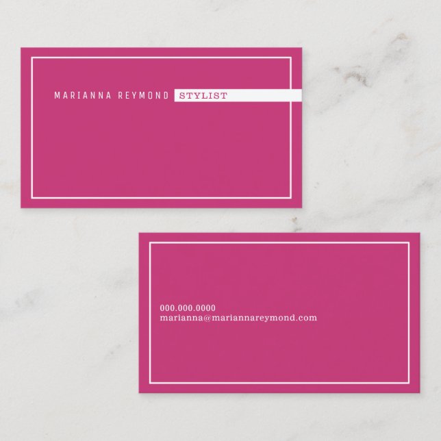 Carte De Visite minimum basic, stylist fuchsia pink (Devant / Derrière)