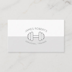 Carte De Visite Minimum Dumbbell Personal Trainer Gris & White