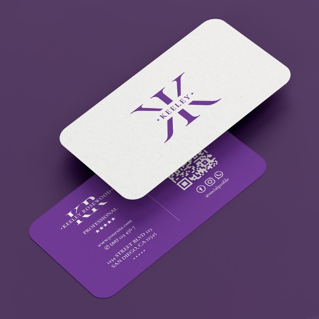 Carte De Visite Minimum professionnel K Monogramme Royal Purple (Minimal Professional K Monogram Royal Purple Business Card
)