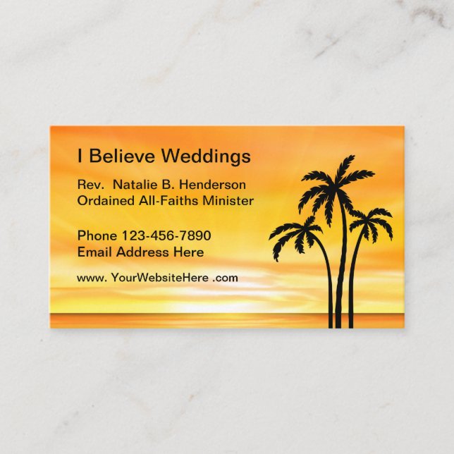 Carte De Visite Ministre de mariage de plage (Devant)