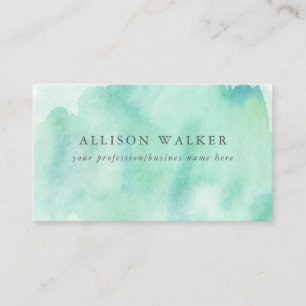 Carte De Visite Mint Aqua Watercolor Modern Professional