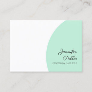 Carte De Visite Mint Green Custom Moderne Calligraphié Modèle