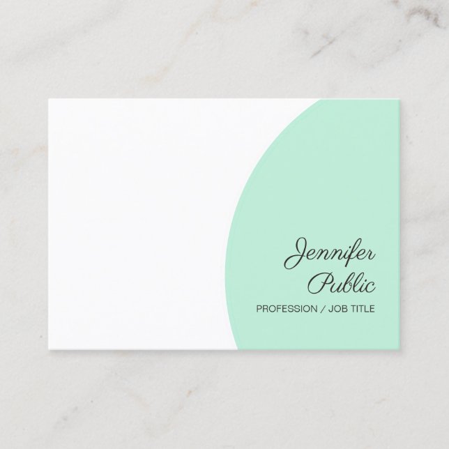 Carte De Visite Mint Green Custom Moderne Calligraphié Modèle (Devant)