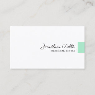 Carte De Visite Mint Green White Modern manuscrit Nom du script