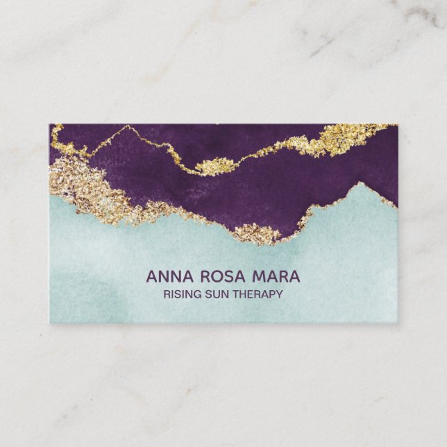 Carte De Visite *~* Mint mauve - Parties scintillant d'or de la gé (Devant)