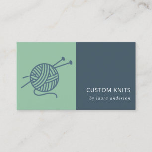 CARTE DE VISITE MINT VERT MARINE TRICOT GREC WOOL YARN BALL