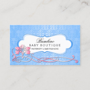 Carte De Visite Miroitement bleu de boutique élégante de bébé