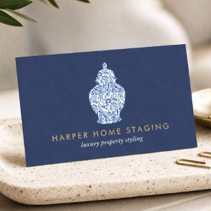 Carte De Visite Mise en scène de luxe pour maisons Jar Logo Blue G