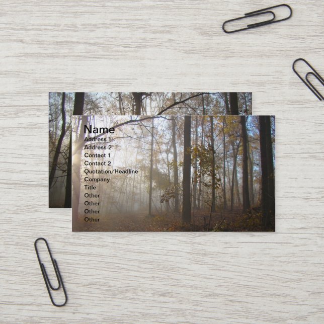 Carte De Visite Misty Morning dans la forêt (Devant/Arrière en situation)