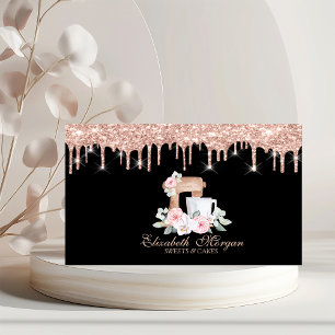 Carte De Visite Mixer Fleurs Rose Gold Drives Boulangerie