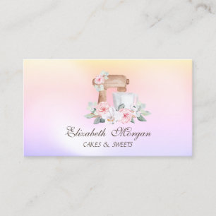 Carte De Visite Mixeur Fleurs Boulangerie Holographique 