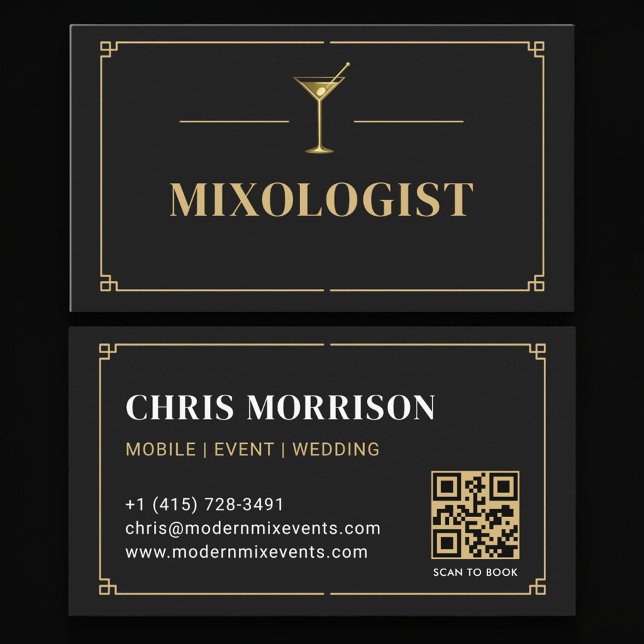 Carte De Visite Mixologist QR Code Professional (Créateur téléchargé)