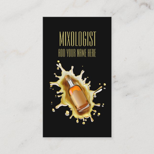 Carte De Visite Mixologist unique de barman d'éclaboussure de (Devant)