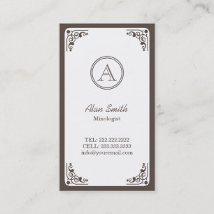 Carte De Visite Mixologue frontalier Art déco classique