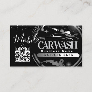 Carte De Visite Mobile Car Wash Detail - Business Logo QR Code B
