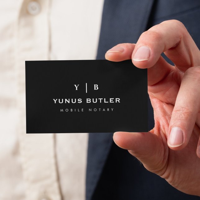 Carte De Visite Mobile Notary Monogram Simple Business Card (Créateur téléchargé)