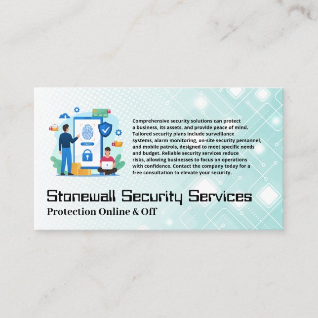 Carte De Visite Mobile Security Online Protection Services (Devant)