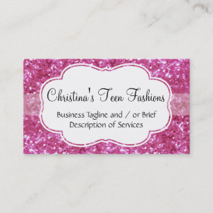 Carte de visite mode à paillettes roses