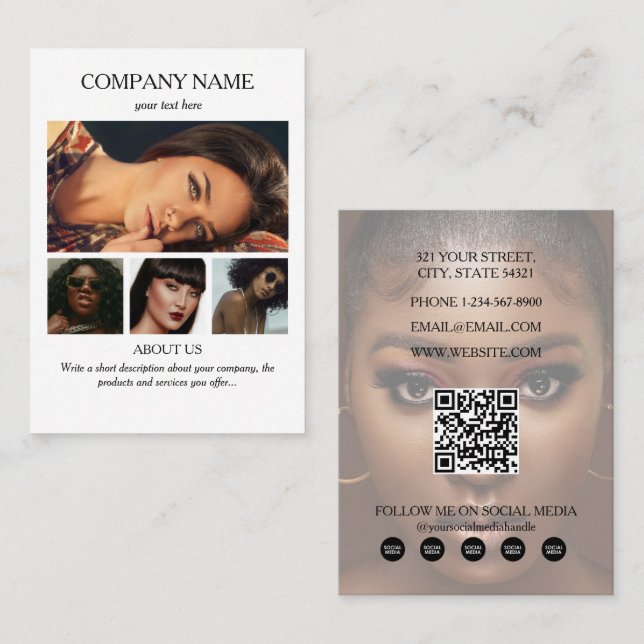 Carte De Visite Mode Beauté Business 5 Photos Médias sociaux (Devant / Derrière)